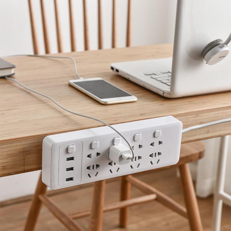 Self-Adhesive Socket Fixer Desktop Cable Organizer Power Strip Fixator Wall-Mounted Holder Punch-free Plug Seamless Sticker