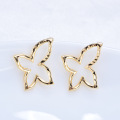6PCS Butterfly 16*15MM 24K Gold Color Brass Butterfly Stud Earrings Pins High Quality Diy Jewelry Findings Accessories
