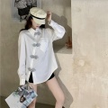 Chinese Style Clothing Women Fashion 2020 Asian Streetwear Harakuju Shirts Irregular Buttons Vintage Blouse And Top Women 11496