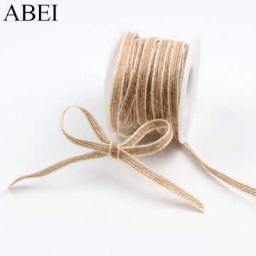 5mm 10yards Burlap Ribbon Jute Lace Tape DIY Wedding Crafts Handmade Cords Accessories