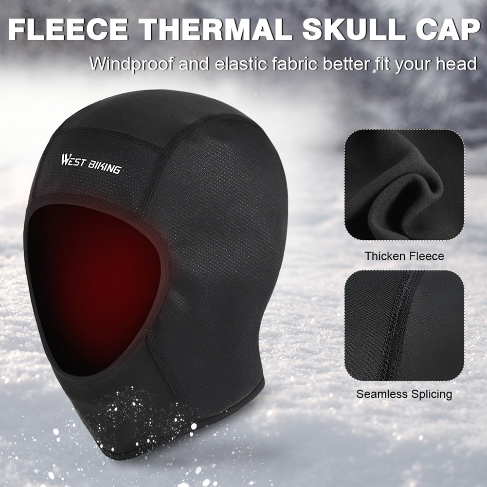 WEST BIKING Waterproof Fleece Cap Winter Cycling Winter Cap Warm Ear Protection Windproof Skating Hiking Camping Helmet Hat
