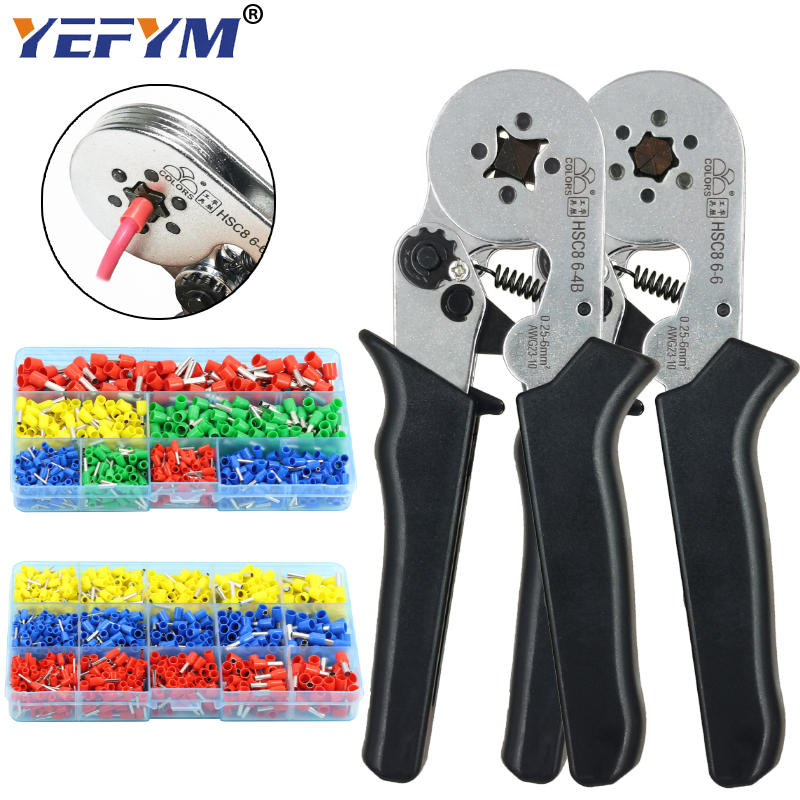 HSC8 6-6/6-4B crimping pliers 0.25-6mm2 23-10AWG for tube terminal brand mini type round nose european plier tools