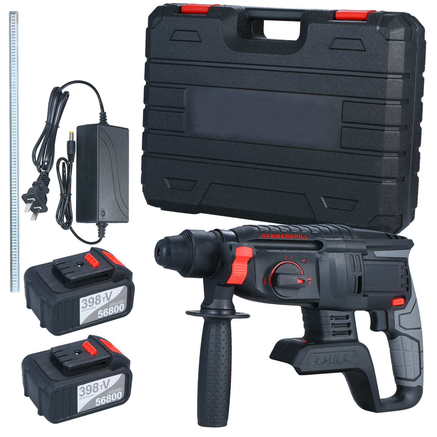Impact Drill Brushless Heavy Duty Hammer Drill SDS-plus Adjustabl Grip 980 RPM Cordless impact Drill Demolition Kit Power Tools
