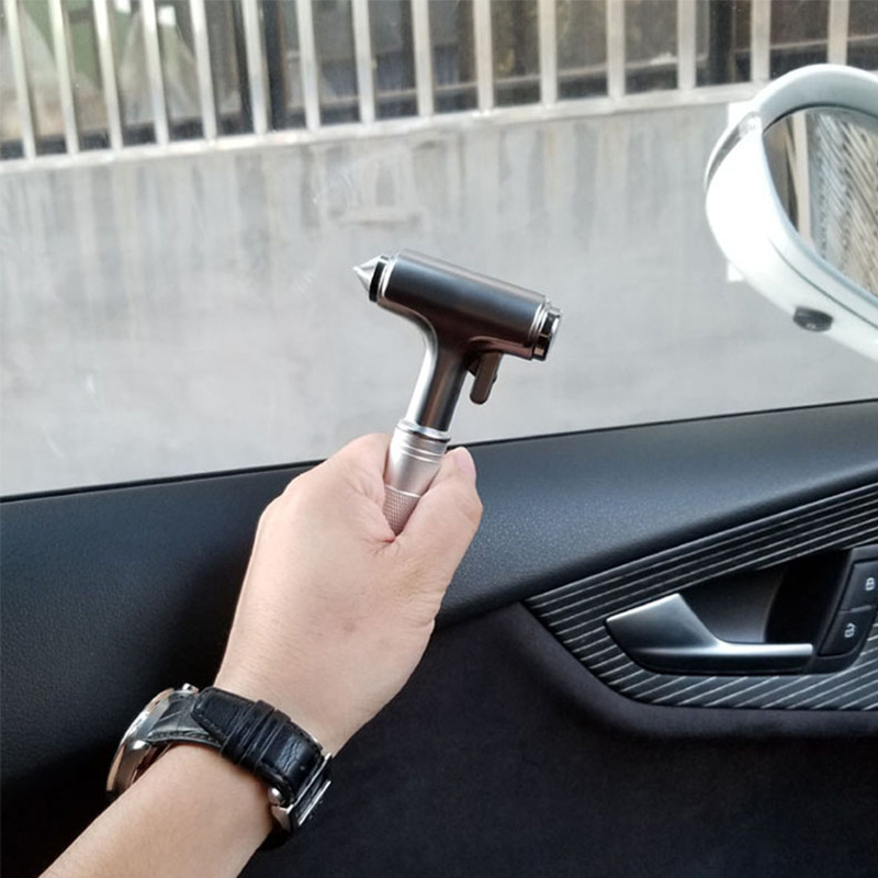 Three-in-one Multi-function Car Safety Hammer Metal emergency Window Breaker double hammer heads Escape Survival Emergency Tool