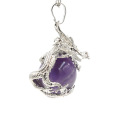 Dragon bag pendant round bead Crystal Necklace chakra aura healing pendant gem real dragon playing Bead Necklace