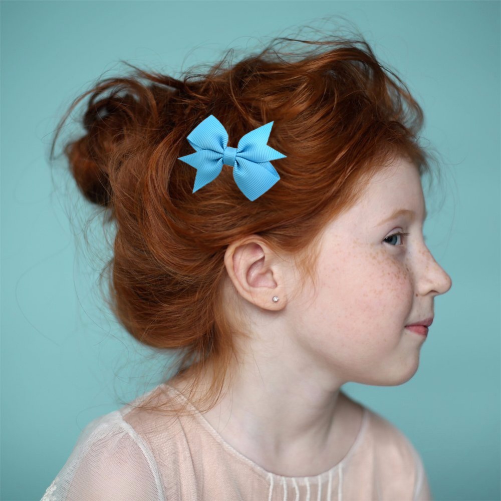 40pcs/lot 2.2 Inch Solid Hair Bows Boutique Hair Clip For Kids Girls Grosgrain Ribbon Barrettes Headwear Hair Accessories