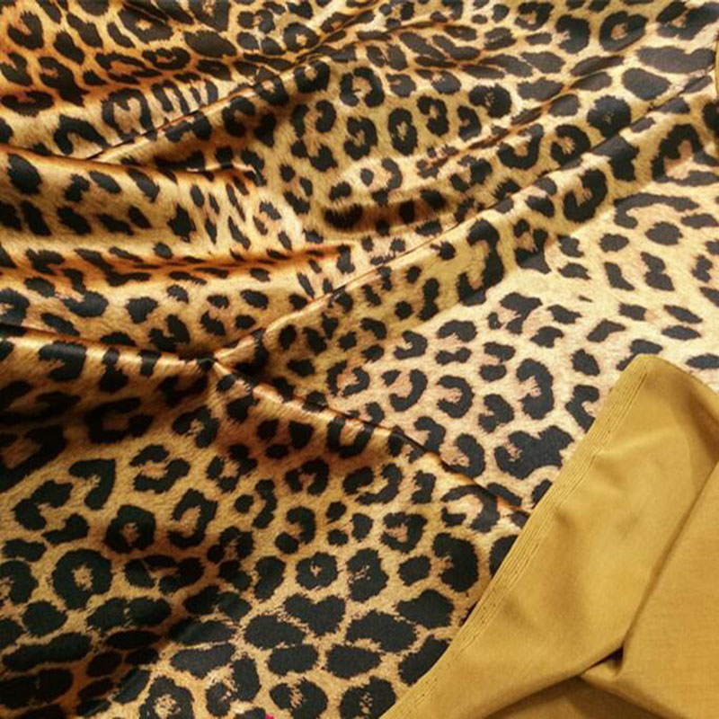 Good 4 Way Stretch Shiny Satin Knit Cotton/Spandex Fabric Coffee Leopard Fabric Cloth Sewing DIY Sportswear/Dance Clothes/Dress