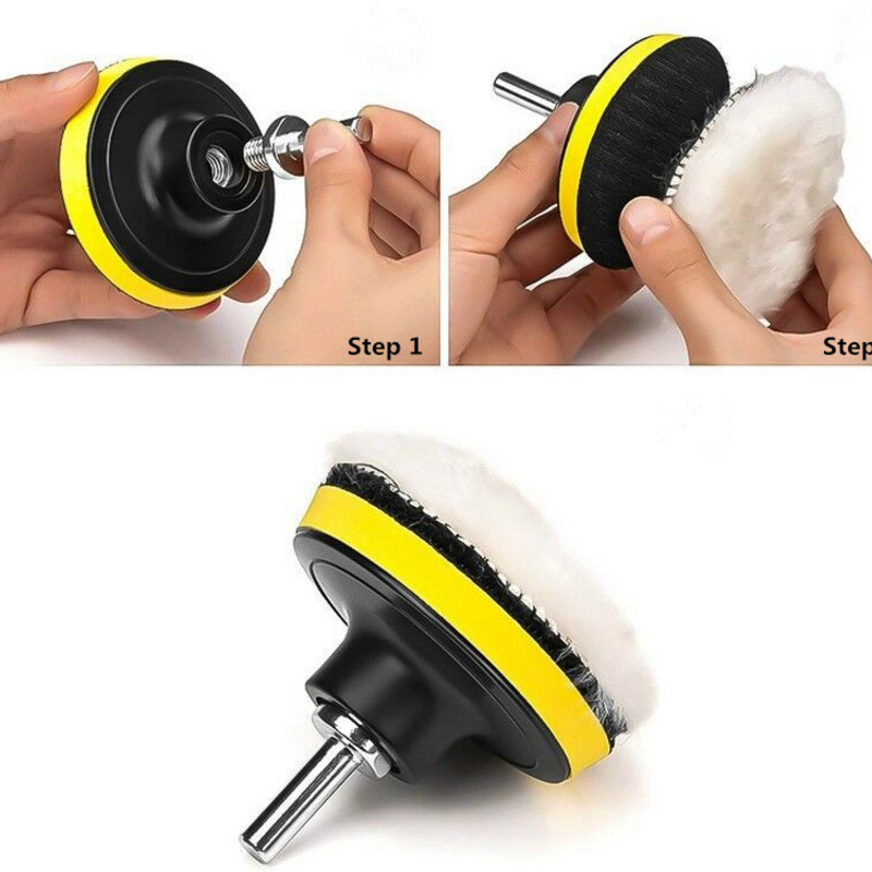 11Pcs/Set 3inch Car Polishing Disc Self-Adhesive Buffing Waxing Sponge Wool Wheel Polishing Pad for Car Polisher Drill Adapter