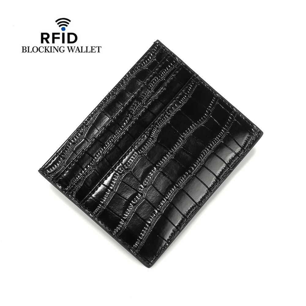 Split Cow Leather RIFD Card Wallets ID Card Holder Crocodile Pattern Vintage High Quality Coin Purse Short Slim Men Wallets