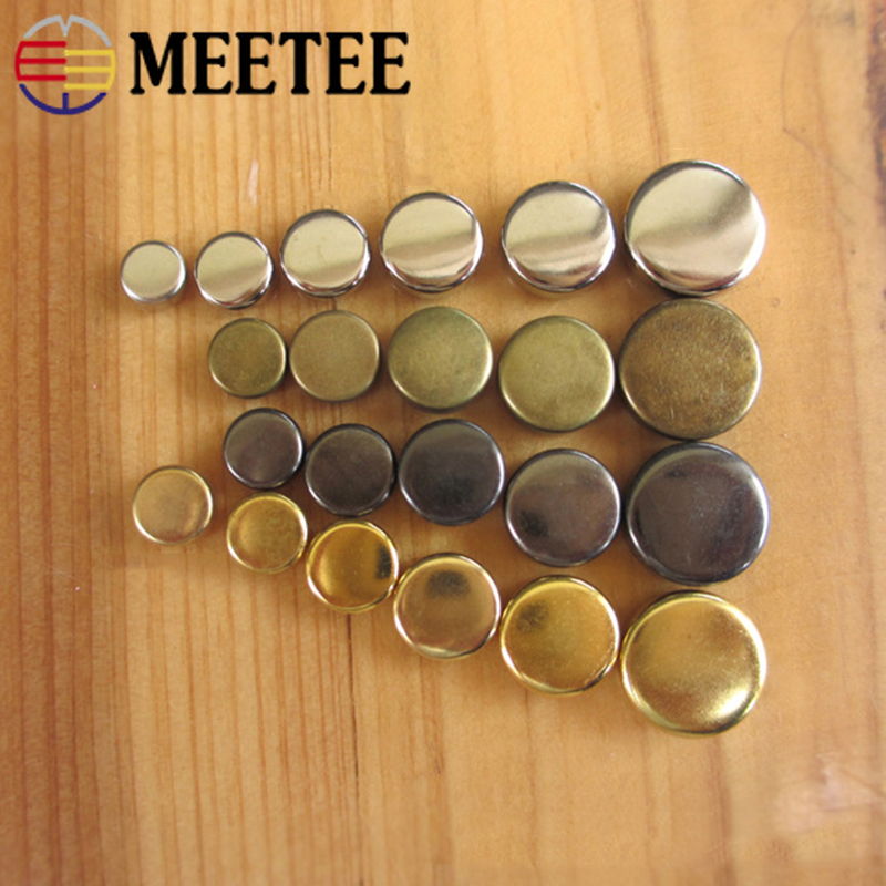 Meetee 50pcs 7/8/9/10/12mm Metal Rivets Buckles Round Flat Rivets Nails Snap Hook Screw DIY Bags Hat Hardware Decor Accessories