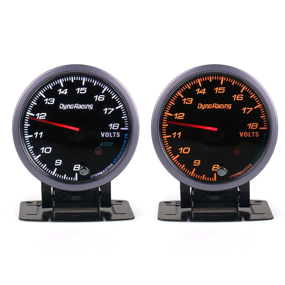 Dynoracing 60MM Black Face Car Auto Voltmeter 8-18 Volt Voltage Gauge With White& Amber Lighting Car meter TT101483