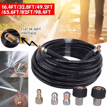 Sewer Jetter Kit for karcher Pressure Washer Hose, 1/4 Inch NPT,Drain Cleaning Hose, Button Nose & Rotating Sewer Jetting Nozzle