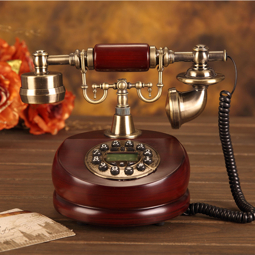 Antique Corded Telephone, Resin Fixed Digital Retro Phone Button Dial Vintage Decorative Telephones Landline for Home Office
