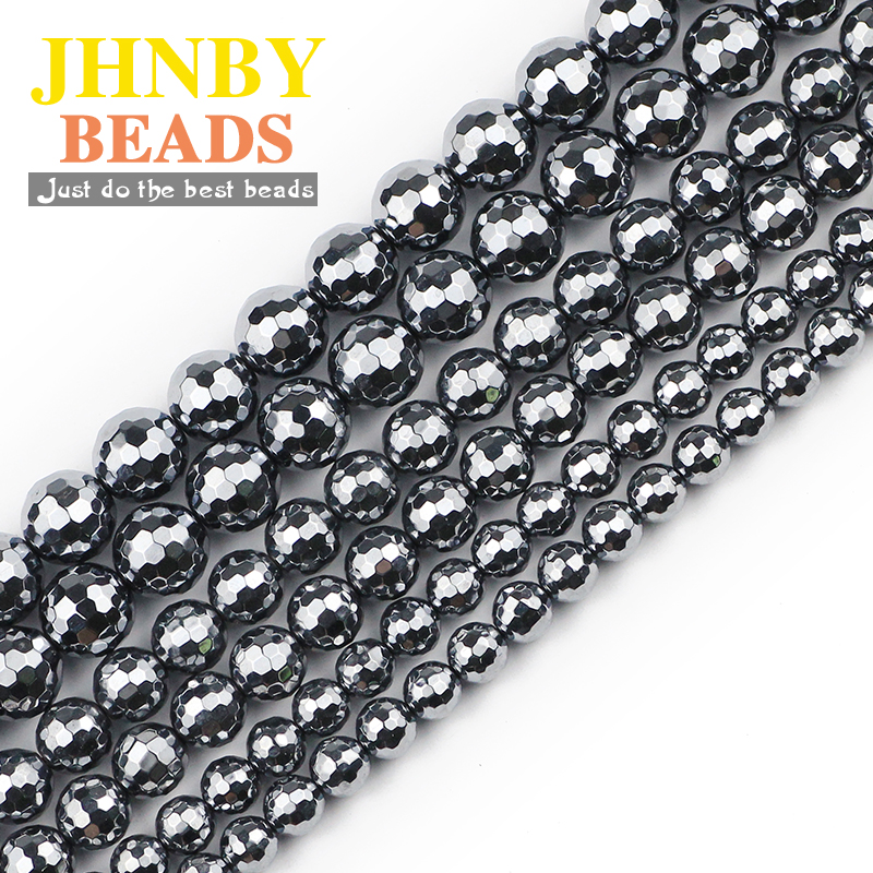 JHNBY Titanium HZ Natural Stone ore 6/8/10MM 128Side Faceted Round Spacers Loose beads for Jewelry making bracelets DIY Findings