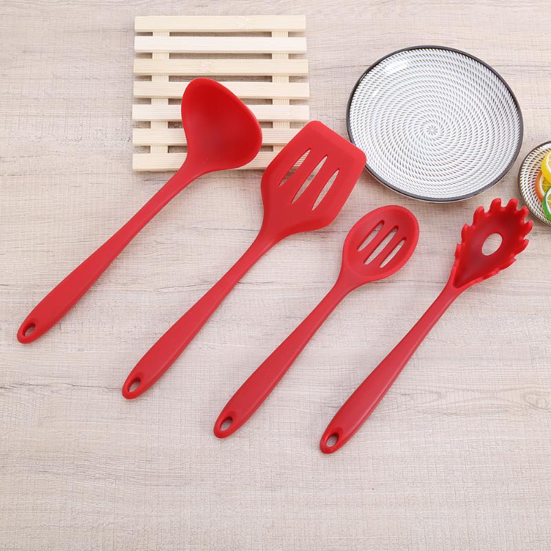 10Pcs/set Silicone Nonstick Baking Cookware Set Household Kitchen Cooking Tools Cooking Utensils Gadgets Red/Black
