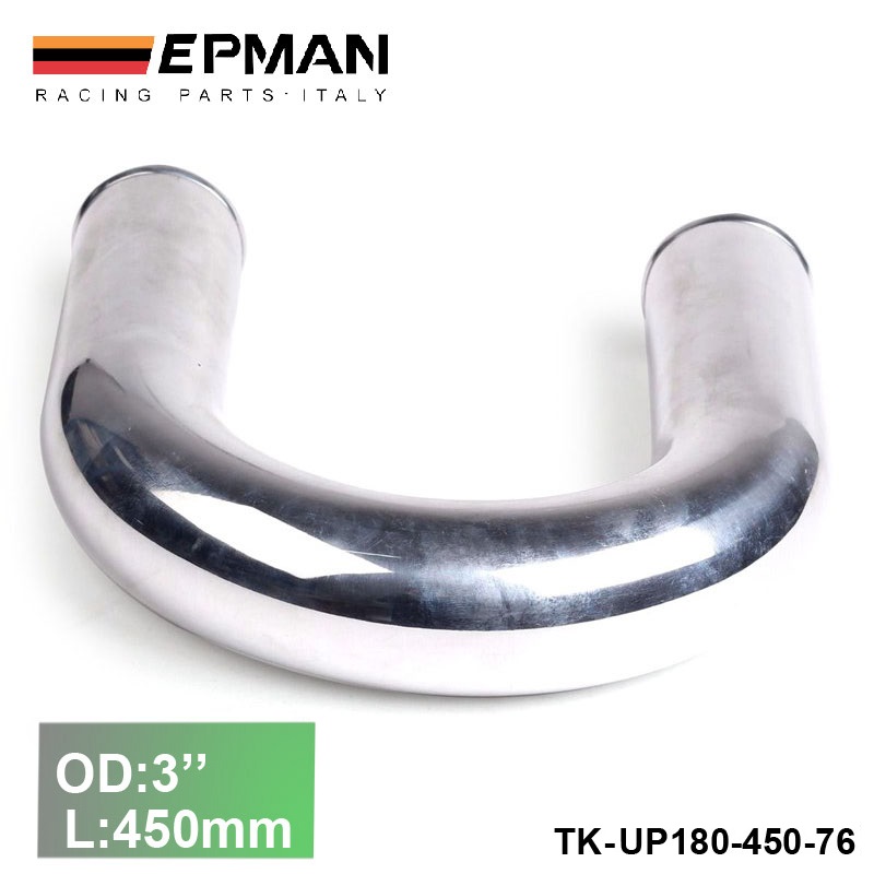 Aluminum Turbo 2pcs/unit 76mm 3" 180 Degree Intercooler Pipe L:450 mm For VW GOLF GTI 2.0T EP-UP180-450-76