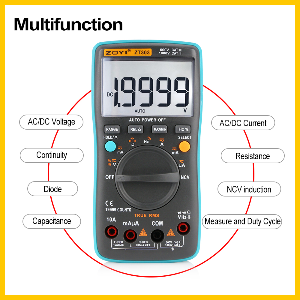 Professional Industrial LCD Digital Multimeter high-accuracy Multimeter Backlight ZT303