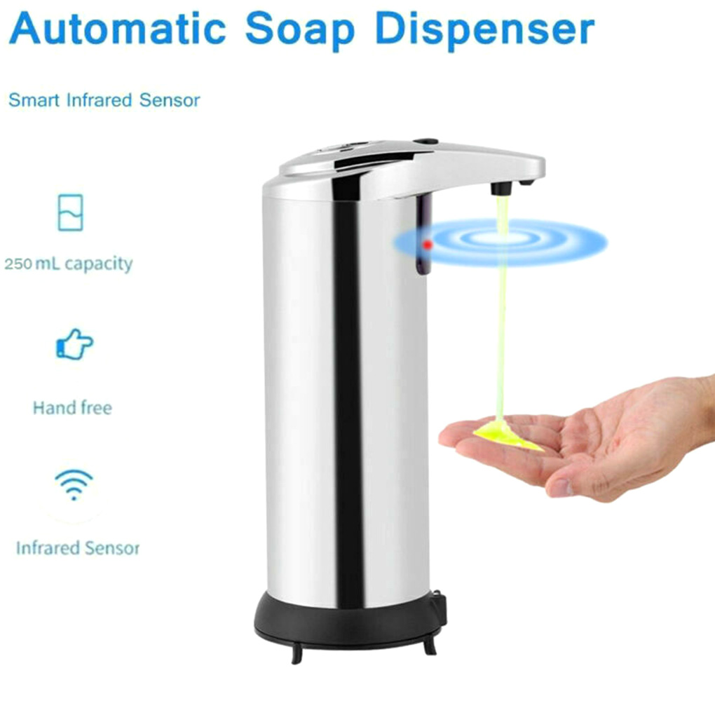 250ML Liquid Soap Dispenser Stainless Steel Automatic Smart Sensor Touchless Bath Induction Dispenser Home Kitchen Bathroom NEW