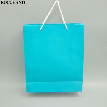 5X 250gsm Cardboard Paper Bags Skyblue Promotional Shopping Bag With Cotton Rope Handles for Clothing Boutique Shops Medium Size