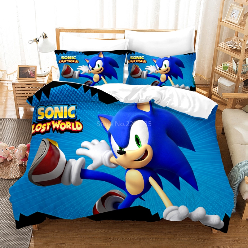 Sonic The Hedgehog King Size Bedding Set Duvet Cover Pillowcases Bedclothes Bed Linens for Kids Adults Twin Full Queen King Size