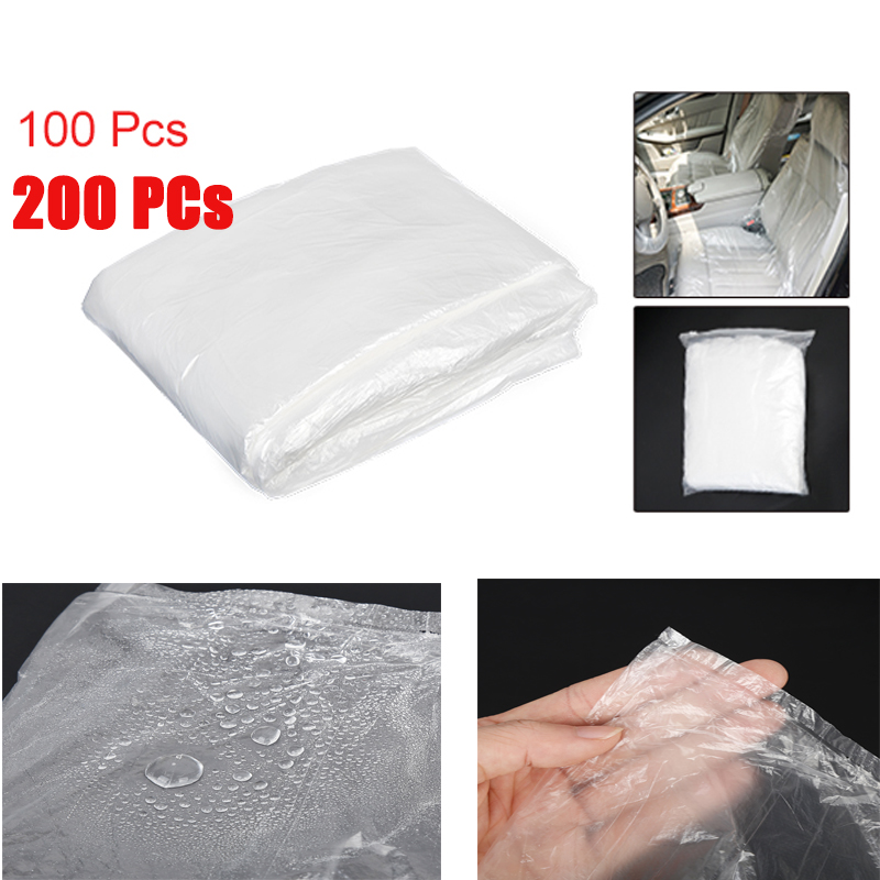 100/200Pcs Universal Disposable Transparent Anti-Dust Car Seat Protective Covers Plastic Workshop Garage Interiors Accessories