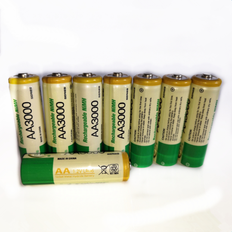 8pcs/lot 1.2V AA rechargeable battery high power high density 3000mAh AA rechargeable nickel metal hydride battery