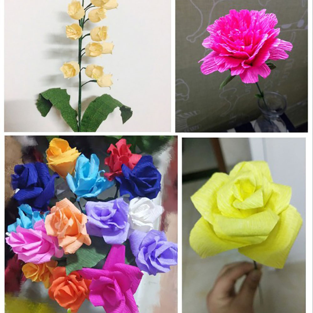 Origami Crinkled Crepe Paper DIY Flower Make Wrapping Fold Scrapbooking Decoration Craft Paper Sscrapbooking Paper Craft DIY