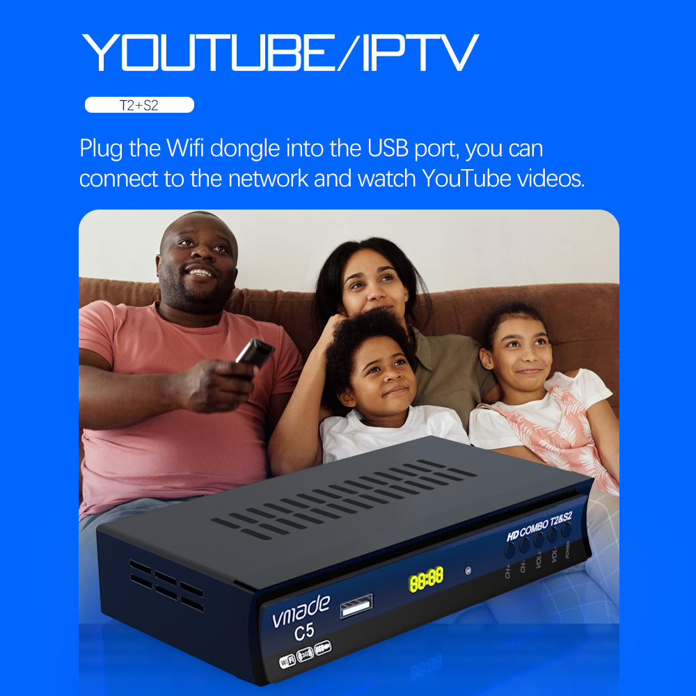 2020 DVB T2 S2 Europe satellite tv receiver DVB T2 S2 Combo H.264 TV Tuner support Youtube USB WIFI DVB T2 digital set top box