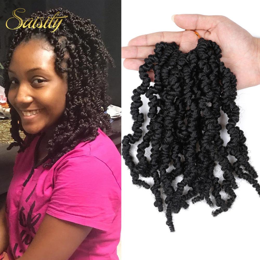 Saisity Ombre Pre-twisted Spring Twist Hair Synthetic Passion Twist Crochet Hair Black Burgundy Extensions Braiding Hair