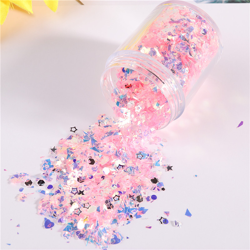 10g Irregular Shell Paper Paillettes Glitter Mix High Flash Crystal Sequins Colorful Flakes For 3D DIY Nail Art Decoration