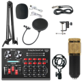 BM 800 Microphone with R8 Sound Card BM800 Microphone Professional Condenser Mic for Computer Podcast Recording TikTok