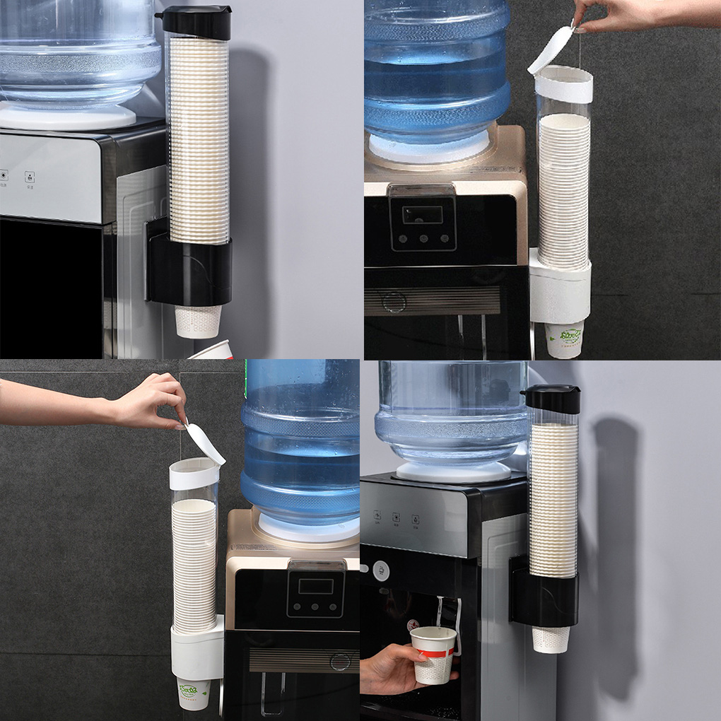 Disposable Cups Paper Cup Dispenser Plastic Cups Holder Disposable Automatic Holder Dustproof Free Punching Paper Cup Rack