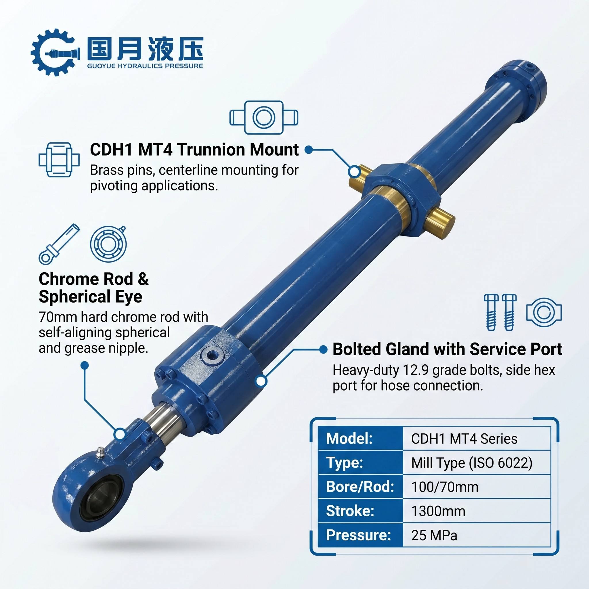 CDH1 MT4 100/70-1300 Hydraulic Cylinder