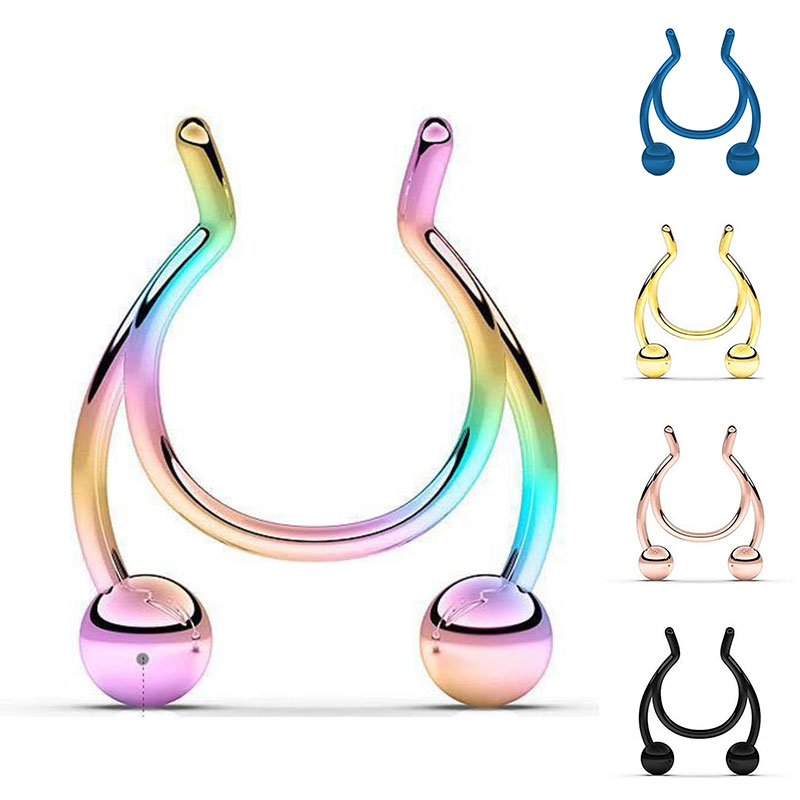 1PC Antler Shape Fake Nose Ring Clip Stainless Steel Nasal Septum Piercing Jewelry Sexy Body Jewelry For Girl Men Non-Pierced