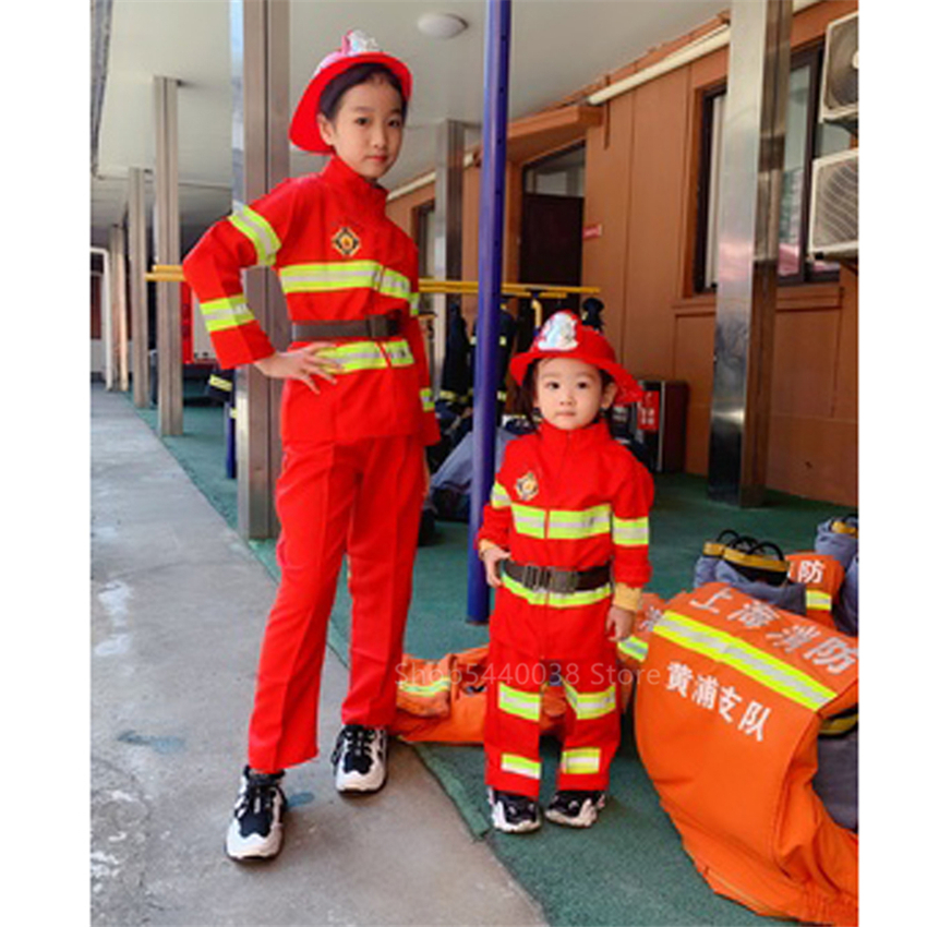 Halloween Carnival Party Fireman Exercise Army Suit Kids Firefighter Uniform Children Sam Role Play Boy Girl Cosplay Costumes