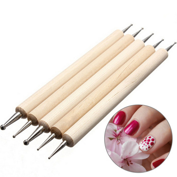 Fashion 5Pcs 2 sizes Wooden Dotting Pen Nail Art Tools Marbleizing design Handle Painting spotting dotting Nail Art Dotting Tool