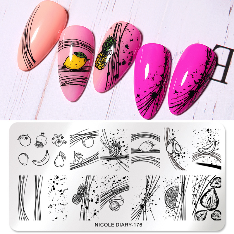 NICOLE DIARY Nail Art Leaf Flower Stamping Plates Dragon Snake Leopard Nail Art Stamp Templates Printing Stencil Tool