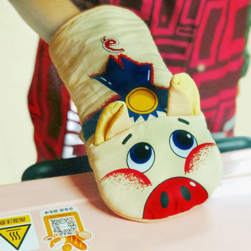 1Pc Cartoon Oven Mitts Cat Paws Long Cotton Baking Insulation Gloves Microwave Heat Resistant Non-slip Home Kitchen Gloves