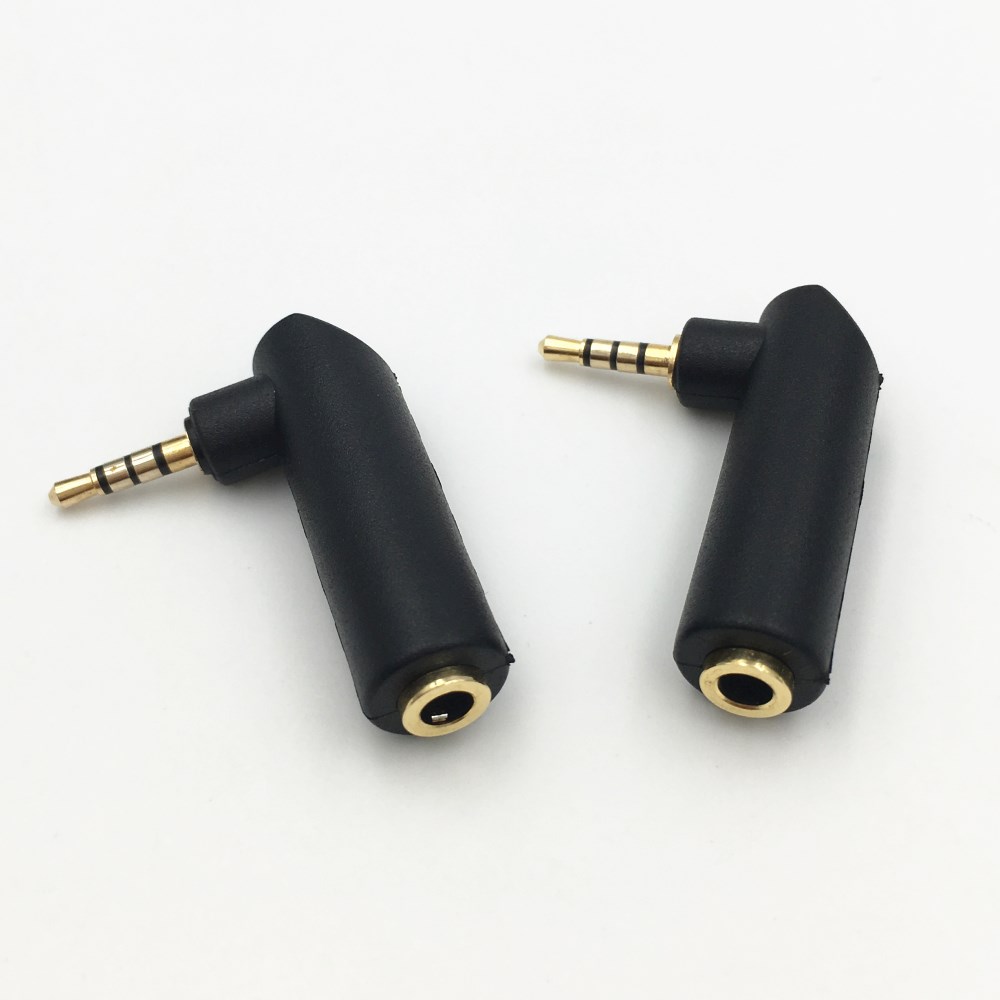 1Pcs Gold Right Angle 3.5mm 3 / 4 Pole Female Stereo to 2.5mm / 3.5mm Male Audio Plug L Shape Jack Adapter Connector