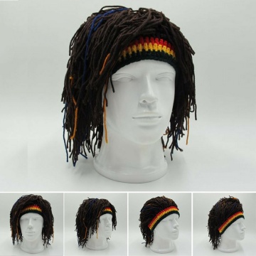 Reggae Dreadlocks Unisex Jamaican Knitted Beanies Wig Braid Hat Party Hats Rasta Hair Hat