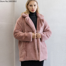 Mink Coats Women 2021 Winter Top Fashion Pink FAUX Fur Coat Elegant Thick Warm Outerwear Fake Fur Jacket Chaquetas Mujer