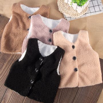 Cute Waistcoat Toddler Waistcoat For Baby Fashion Kids Outwear Boys Girls V-Neck Winter Warm Solid Coat Clothes