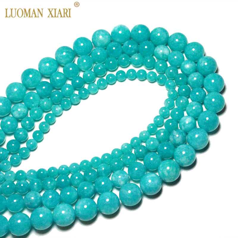 Wholesale AAA 100% Natural Top Blue Amazonite Round Natural Stone Beads For Jewelry Making Diy Bracelet Necklace 6/8/10/12mm 15"