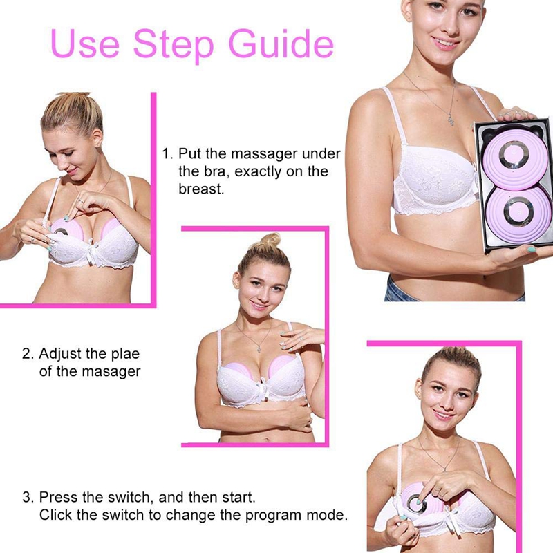Wireless Breast Massager, USB Vibration Lift Chest Enhancer Machine with Hot Compress Function and Remote Control