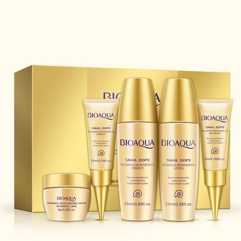 5pcs BIOAQUA Snail Cream Set Face Serum Whitening Cream Snail Hyaluronic Acid Anti Aging Wrinkle Moisturizing Face Cream