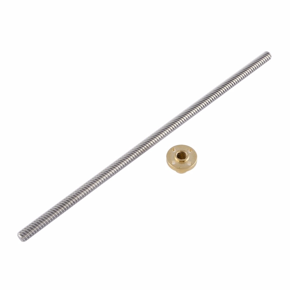 T8 Lead Screw 3D Printer Parts 250 300 350 400 500 mm Leadscrew Parts 8mm Trapezoidal Rods Nuts Screws Coppe for Reprair parts