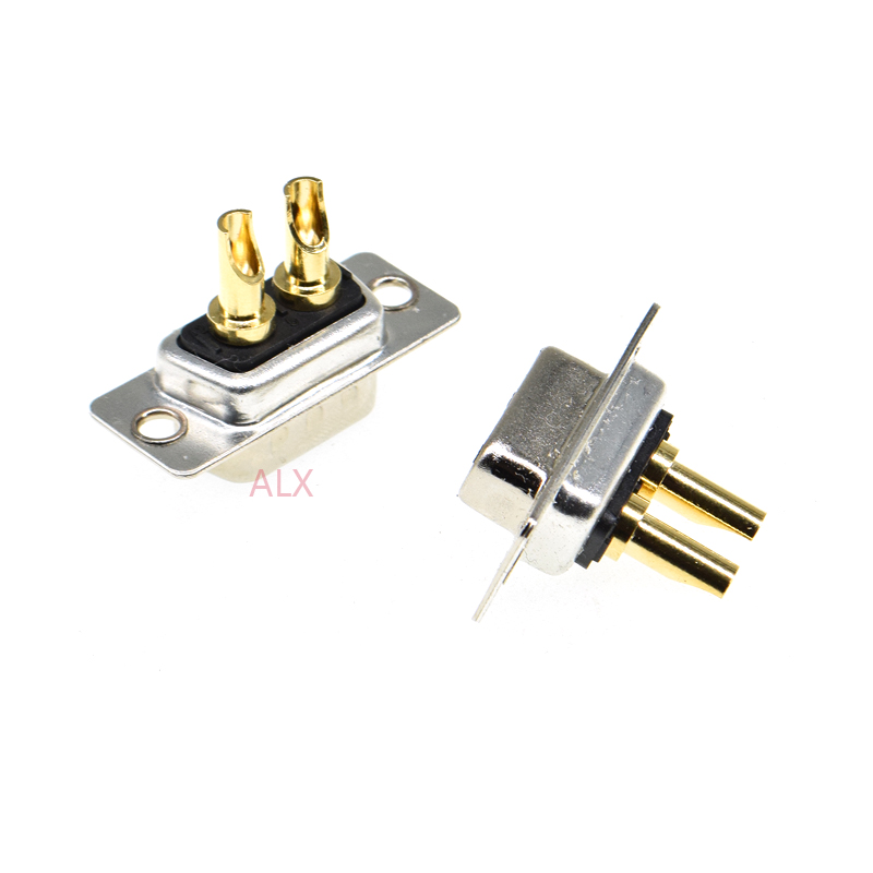 1PCS 2W2 30A 2 PIN Gold plated MALE FEMALE high current CONNECTOR D-SUB adapter solder type 2pin plug socket Welding high power