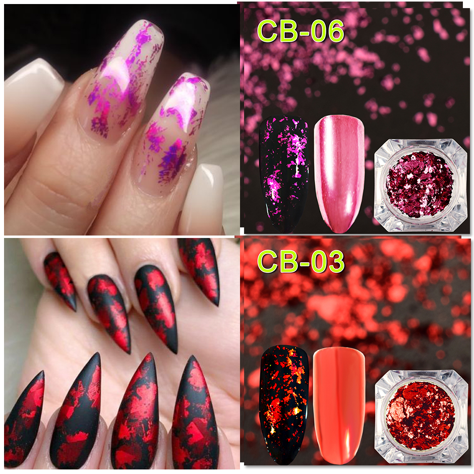 Gold Aluminum Foil Sequin for Nail Gorgeous Glitter New Year Design Irregular Flake Mirror Powder Manicure Accessories CHCB01-08