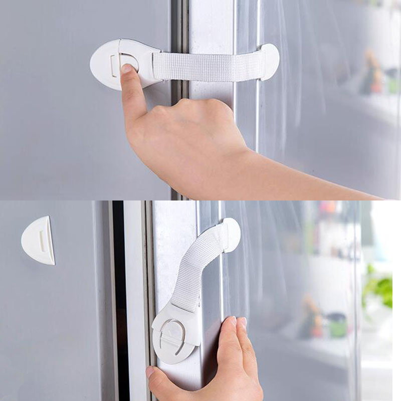 Safety Doors Drawers Locks Portable Plastic Safety Wardrobe Lock Kids Buckle Cabinet Lock Protection From Children on Furniture