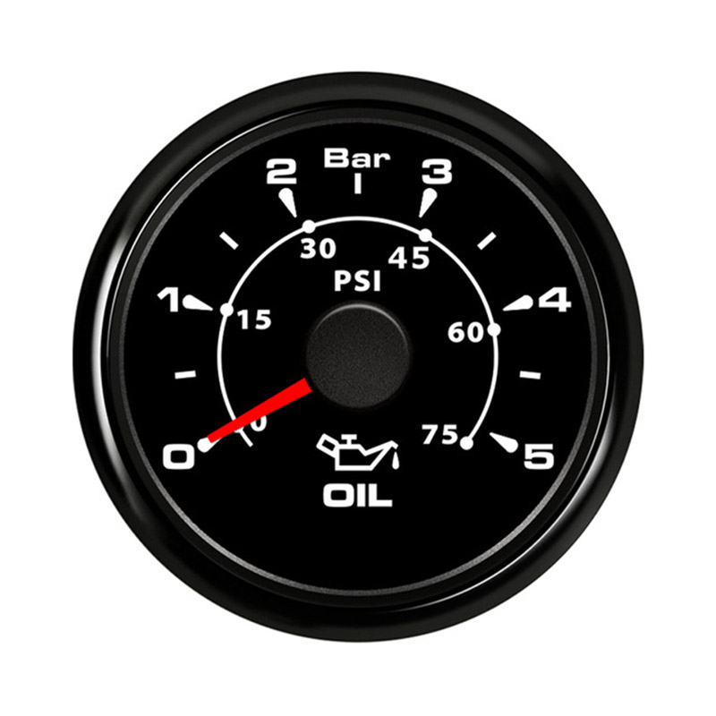 Auto Oil Pressure Meter 0-5 Bar 75 Psi Waterproof 52mm Oil Press Pressure Gauge For Motor Car Boat with 8 Color Backlight